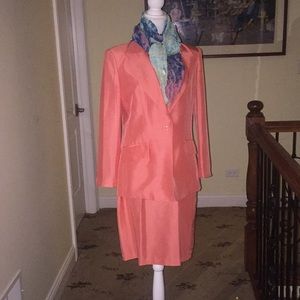 STUNNING CORAL percent silk suit NEIMAN MARCUS.